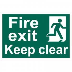 Draper Fire Exit Keep Clear Sign 200mm 300mm Standard
