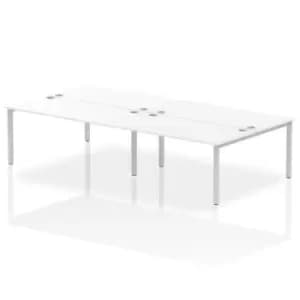 Impulse Bench B2B 4 Person 1600 Silver Frame Office Bench Desk White