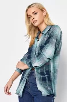 Petite Check Print Boyfriend Shirt