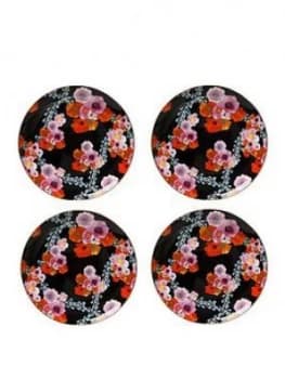 Maxwell & Williams Cashmere Bloems Black Plates - Set Of 4