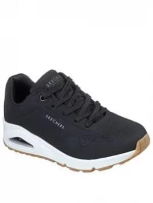 Skechers Uno Stand On Air Durabuck Lace Up Trainers, Black, Size 6, Women