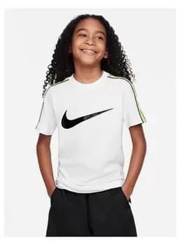 Nike Older Boys Sportswear Repeat Swoosh T-Shirt, White, Size L=12-13 Years