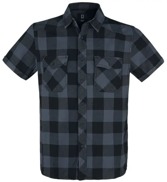 Brandit Half-Sleeve Checked Shirt Short-sleeved Shirt Black grey