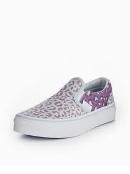 Vans Uy Classic Slip on 2 tone Leopard Childrens Trainer Blue Size 1