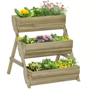 Outsunny 3 Tier Raised Garden Bed Wooden Elevated Planter Box Kit - Green