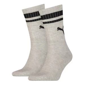 Puma Crew Heritage Stripe Sock Grey/Black UK Size 2.5-5 (2 Pair)