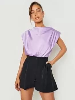 Boohoo Tailored High Waist Short - Black, Size 10, Women