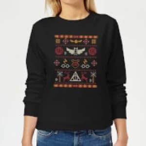 Harry Potter Knit Womens Christmas Sweatshirt - Black