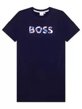 Boss Girls Logo Sweat Dress - Navy