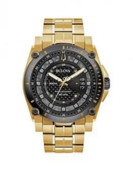 Bulova Precisionist Gunmetal Grey And Diamond Dial Gold Ip Stainless Steel Bracelet Mens Watch