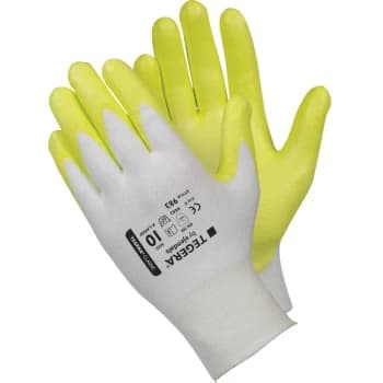 Cut Resistant Gloves, Pu Coated, White/Yellow, Size 11 - Ejendals