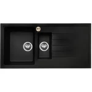 Bristan - Gallery Quartz Easyfit 1.5 Bowl Kitchen Sink RH Drainer 1000mm L x 500mm W - Black