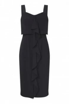 Adrianna Papell Ruffle Crepe Drape Dress Black