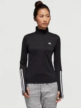 Adidas 1/4 Zip Long Sleeve Top - Black Size M Women