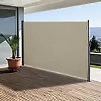 Outsunny Pull-Out Side Awning Sun Protection Steel Frame Retractable Privacy Cream 3x1.8M