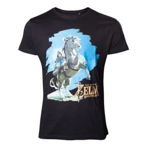Legend of Zelda Breath of the Wild - Link on his Horse Mens X-Large T-Shirt - Black