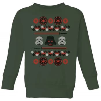 Star Wars Empire Knit Kids Christmas Sweatshirt - Forest Green - 11-12 Years