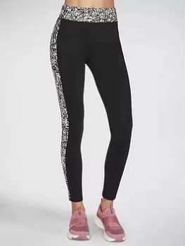 Skechers The Gostretch Mini Cheetah 7/8 High Waisted Leggings, Black/Leopard, Size L, Women