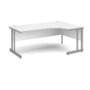 Office Desk Right Hand Corner Desk 1800mm White Top With Silver Frame 1200mm Depth Momento