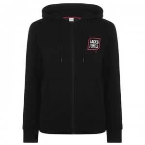 Jack and Jones Logo Full Zip Hoodie - Black
