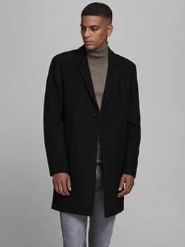 Jack & Jones Moulder Wool Mix Coat, Black Size M Men