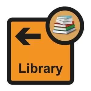 Library Arrow Left Sign, Self Adhesive Foamex (305mm x 310mm)
