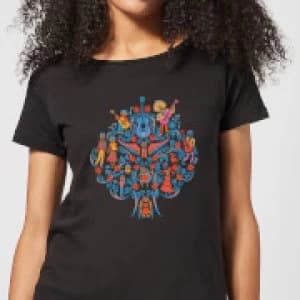 Coco Tree Pattern Womens T-Shirt - Black