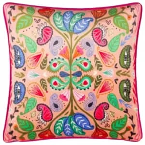 Paisley Blooms Illustrated Cushion Pink