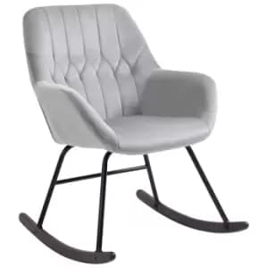 Homcom Modern Rocking Armchair Grey With Black Metal Frame