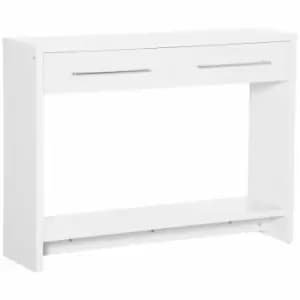 HOMCOM Console Table With Bottom Shelf And Storage Drawers White