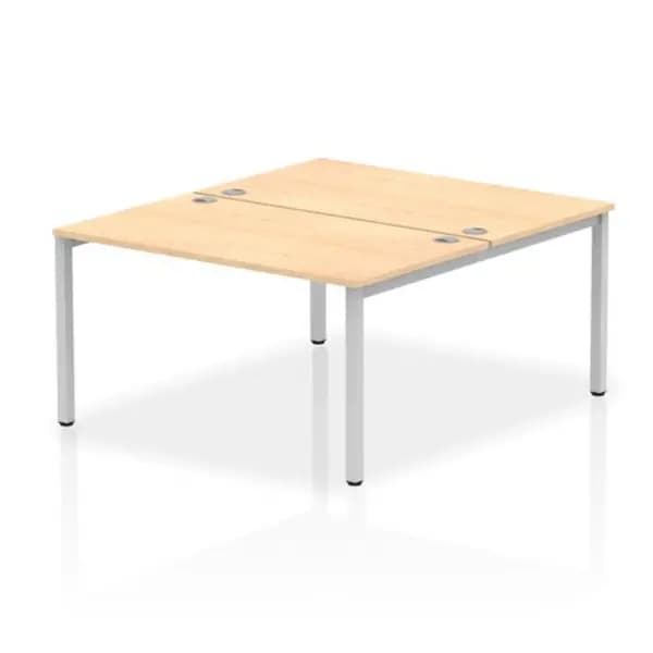 Impulse Bench B2B 2 Person 1400 Silver Frame Office Bench Desk Maple