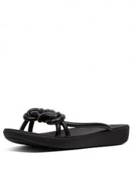 FitFlop Tiera Flat Sandal, Black, Size 5, Women