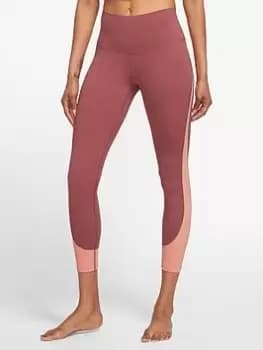 Nike Yoga Novelty 7/8 Leggings - Rust, Rust, Size S, Women
