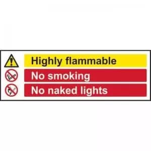 Highly Flammable No Smoking No Naked Lights’ Sign; Non