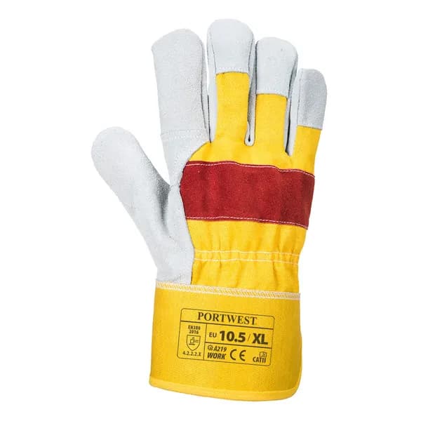 Portwest Classic Chrome Rigger Gloves A219YREXL Colour: Yellow / Red