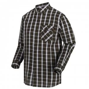 Regatta Lonan Long Sleeve Check Shirt - Dark Khaki