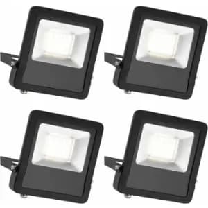Loops - 4 pack Outdoor IP65 LED Floodlight - 50W Cool White LED - Angled Wall Bracket