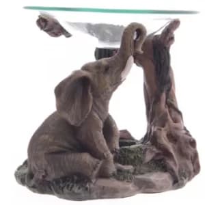 Realistic Elephant Design Oil Burner with Glass Dish