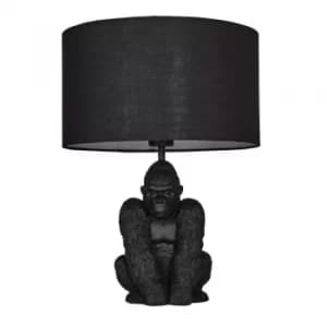 King Gorilla Table Lamp in Black with Black Reni Shade