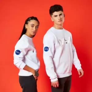 Nasa Metallic Logo Unisex Sweatshirt - White - M