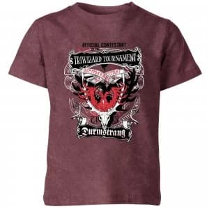 Harry Potter Triwizard Tournament Kids T-Shirt - Burgundy Acid Wash - 11-12 Years - Burgundy Acid Wash