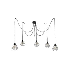 Foskal Cluster Pendant Ceiling Light Black, 5x E27