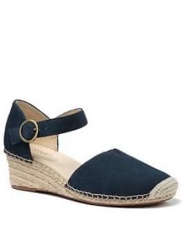 Hotter Pacific Ankle Strap Wedge Heeled Sandals - Navy