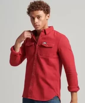 Superdry Mens Organic Cotton Trailsman Flannel Shirt Red / New Port - Size: M