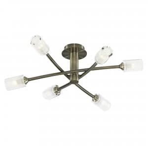 Litecraft Octen 6Lt Brass Ceiling Light