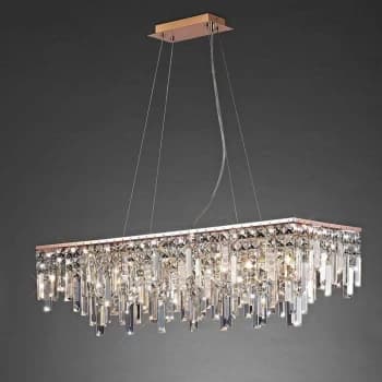Maddison Rectangular 6 Bulbs Pendant G9 Rose gold / crystal