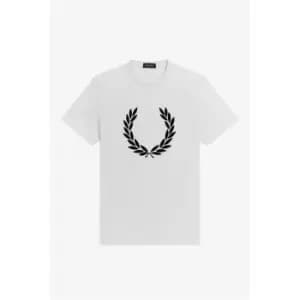 Fred Perry Flock Laurel Wreath T Shirt - White