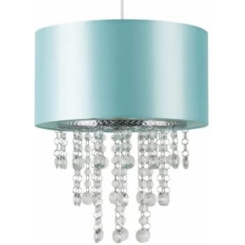 Minisun - Ceiling Pendant Light Shade with Acrylic Jewel Droplets - Duck Egg Blue - No Bulb