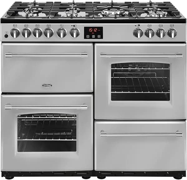 Belling 444444134 Farmhouse 100DFT 100cm Dual Fuel Range Cooker - Silver 444444134 Silver