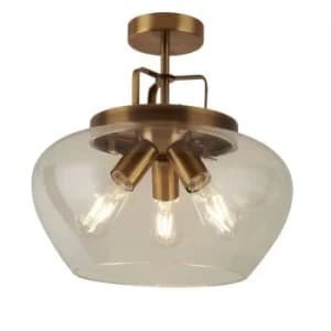 Boule 3 Light Semi Flush Bronze, Glass, E27